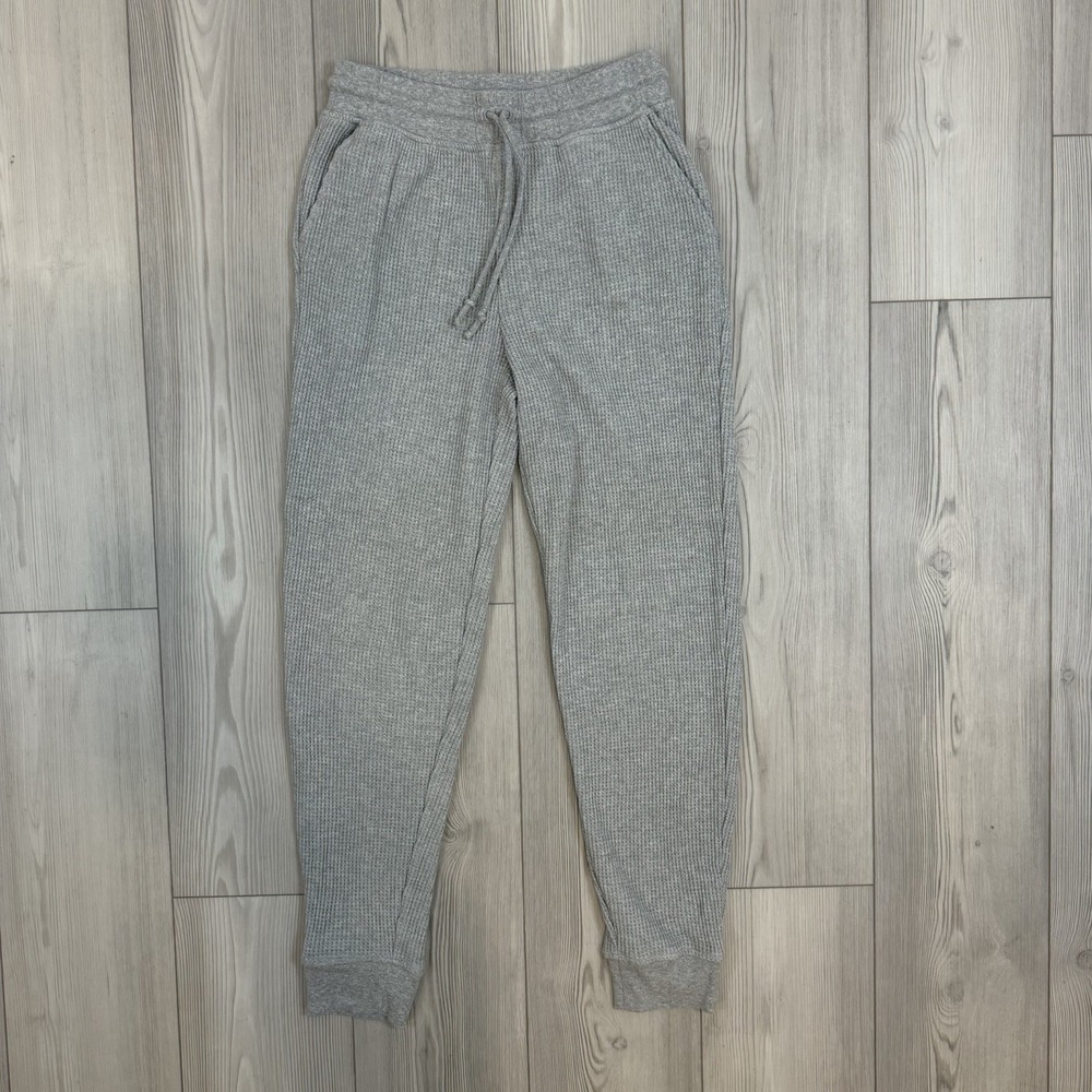 Nuuds Women's Small Waffle Knit Jogger Pants Thermal Pockets Stretch Drawstring